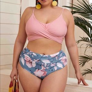 Plus size wrap top high waisted bikini